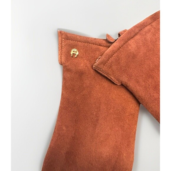 Vintage Etienne Aigner Brown Tan Suede Leather Women’s Gloves Sz Large - Picture 2 of 6